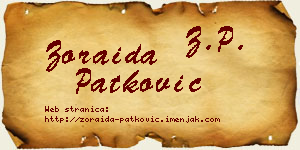 Zoraida Patković vizit kartica